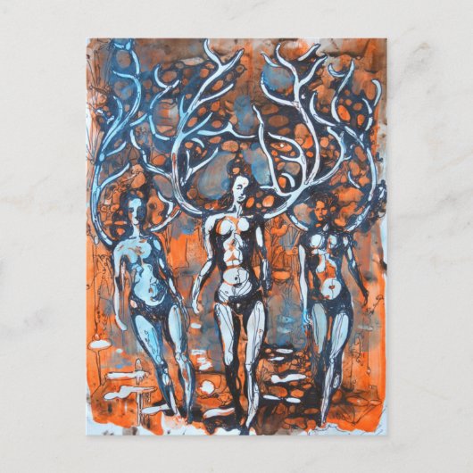 Vrouwen met Antler Wings Briefkaart (Voorkant)