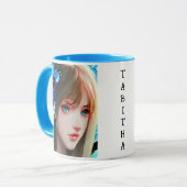 Vrouwen met Blauwe Vlinders Gepersonaliseerd Mok (Voorkant links)