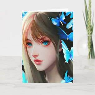  Vrouwen met Blauwe Vlinders Verjaardag Kaart