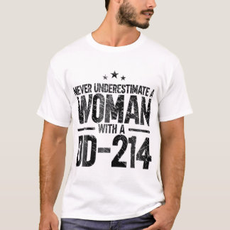 Vrouwen met een DD214-patriottische militaire Vint T-shirt