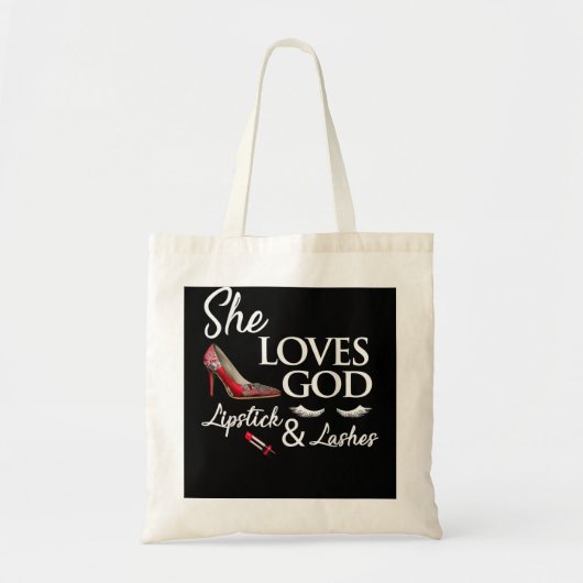 Vrouwen met een hiel, lippenstift en god tote bag (Voorkant)