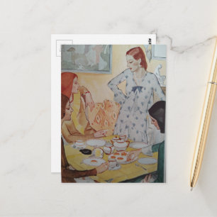 Vrouwen met een kaasbehandeling in 1930  briefkaart