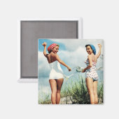  vrouwen met een kleine rekwisiet van 60 jaar magneet (Voorkant / Achterkant)