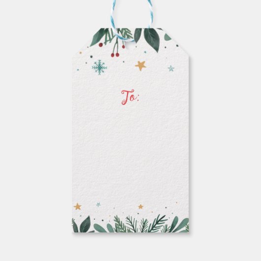 Vrouwen met een zwarte kerstboom cadeaulabel (Achterkant)