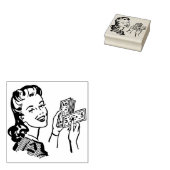 Vrouwen met geld  comic cartoon kunst rubberstempel (Gestempeld)