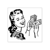 Vrouwen met geld  comic cartoon kunst rubberstempel (Afrduk)