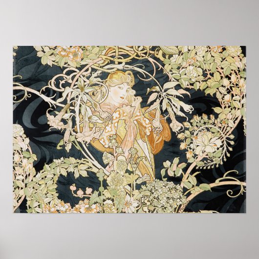 Vrouwen met het Poster van Daisies Art Nouveau (Voorkant)