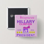 Vrouwen met Hillary Clinton President Denk roze Vierkante Button 5,1 Cm (Voorkant /achterkant)
