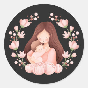 Vrouwen met Kind Ronde Sticker