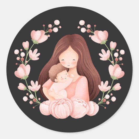 Vrouwen met Kind Ronde Sticker (Voorkant)
