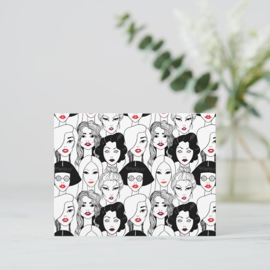 Vrouwen met lippenstift feestdagenkaart (Staand voorkant)