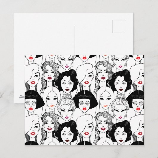 Vrouwen met lippenstift feestdagenkaart (Voorkant / Achterkant)