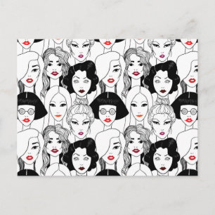 Vrouwen met lippenstift feestdagenkaart