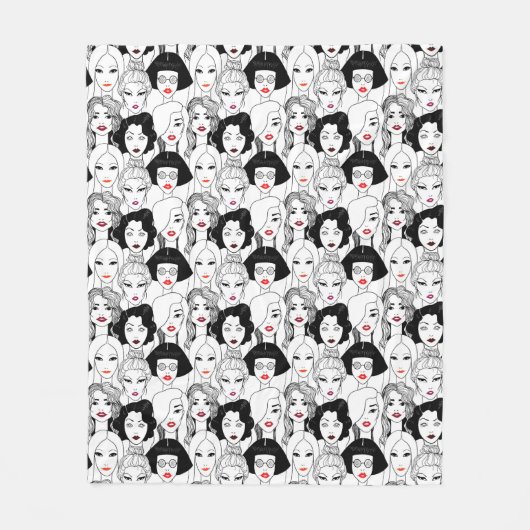 Vrouwen met lippenstift fleece deken (Voorkant)