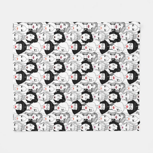 Vrouwen met lippenstift fleece deken (Voorkant (Horizontaal))