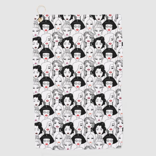 Vrouwen met lippenstift golfhanddoek (Voorkant)