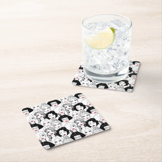 Vrouwen met lippenstift kartonnen onderzetters (Insitu)