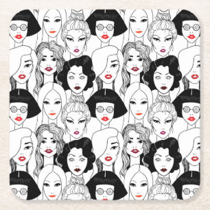 Vrouwen met lippenstift kartonnen onderzetters