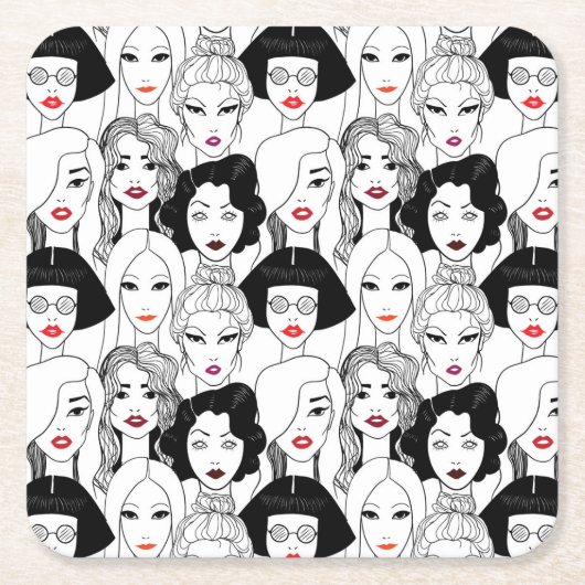 Vrouwen met lippenstift kartonnen onderzetters (Voorkant)