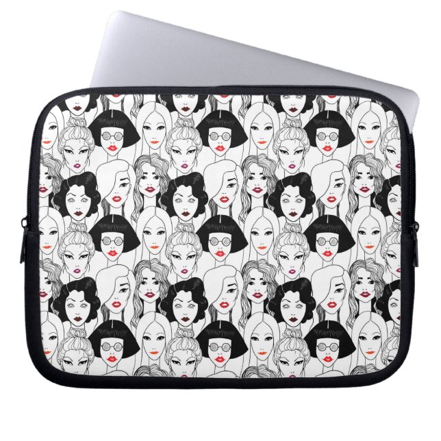 Vrouwen met lippenstift laptop sleeve (Voorkant)