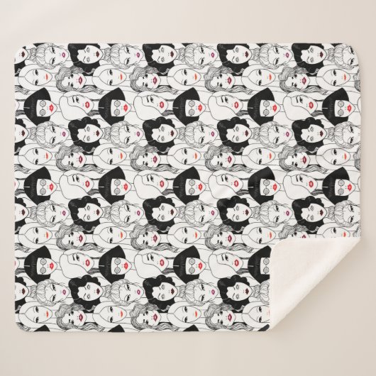 Vrouwen met lippenstift sherpa deken (Voorkant (horizontaal))