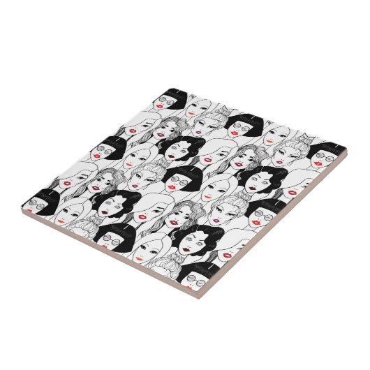 Vrouwen met lippenstift tegeltje (Zijkant)