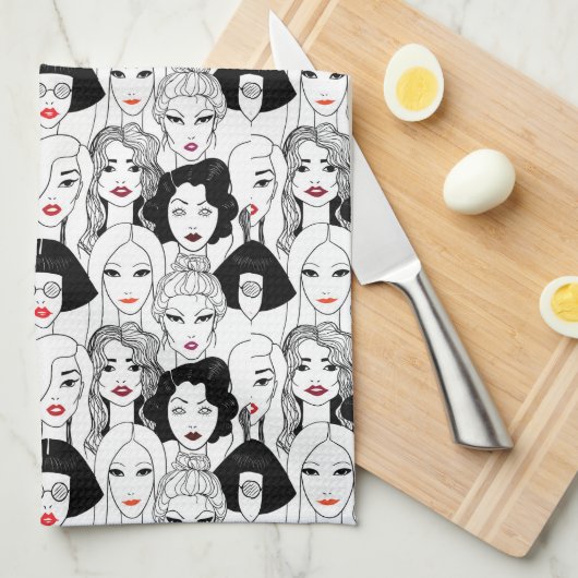 Vrouwen met lippenstift theedoek (Quarter Fold)