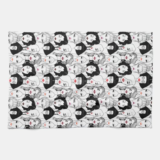 Vrouwen met lippenstift theedoek (Horizontaal)