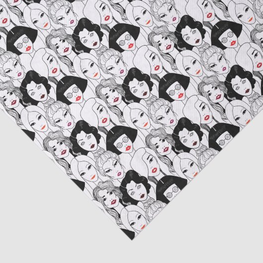 Vrouwen met lippenstift tissuepapier (Detail)