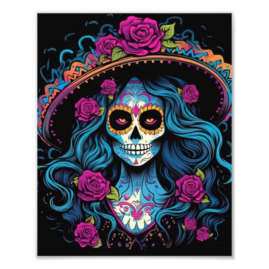 Vrouwen met make-up gezicht Halloween Foto Afdruk (Voorkant)