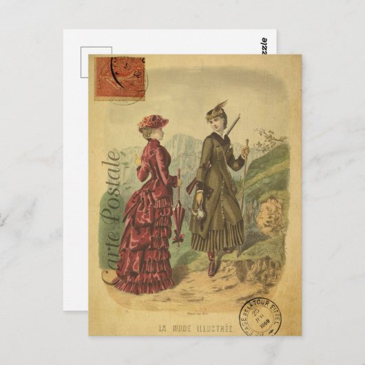  vrouwen met Mode kleren Frans Briefkaart (Voorkant / Achterkant)