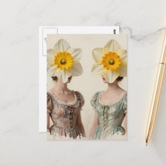 Vrouwen Met Narcissen Hoofden Briefkaart (Voorkant / Achterkant in situ)