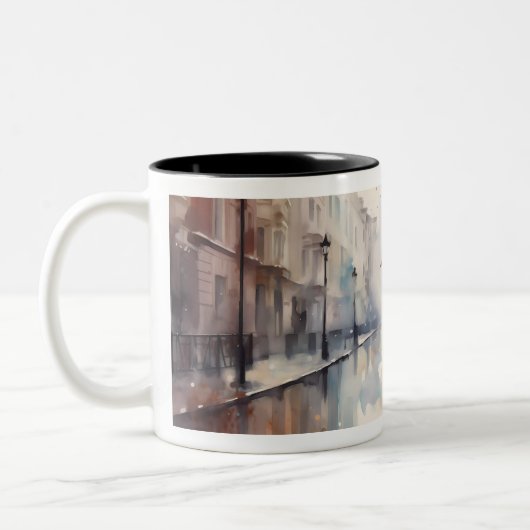 Vrouwen met paraplu Waterverf Graphic Mok (Links)