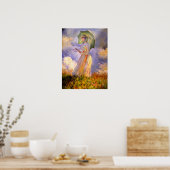 Vrouwen met parasol links - Afdrukken op Canvas Poster (Keuken)