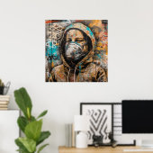 Vrouwen met Poster voor mask Graffiti (Thuiskantoor)