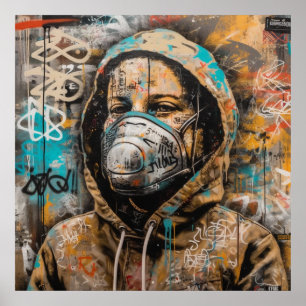 Vrouwen met Poster voor mask Graffiti