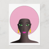 Vrouwen met roze afro en groene ogen Abstracte kun Briefkaart (Voorkant)