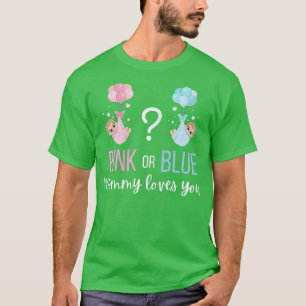 Vrouwen met roze of blauw Baby onthullen de moeder T-shirt