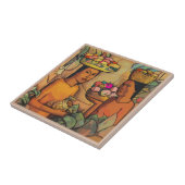 Vrouwen met Tropical Fruit Tegel Muurschildering Tegeltje (Zijkant)