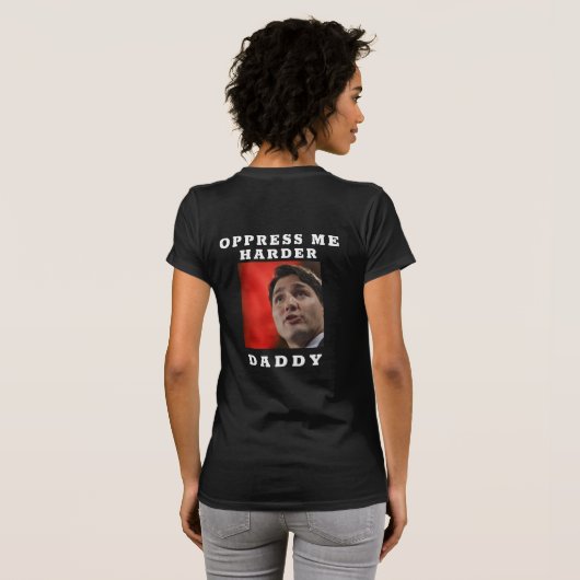 Vrouwen met Trudeau Face T-Shirt (Achterkant volledig)