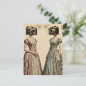 Vrouwen met vintage camera hoofden briefkaart (Staand voorkant)