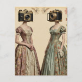 Vrouwen met vintage camera hoofden briefkaart (Voorkant)