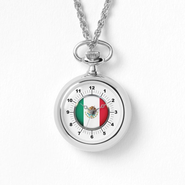 Vrouwen Mexico Vlag Wraparound Zilver Horloge (Voorkant)