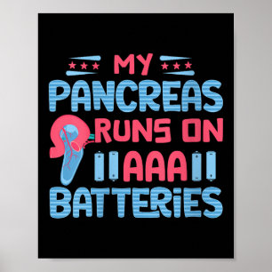 Vrouwen Mijn alvleesklier loopt op AAA-batterijen  Poster