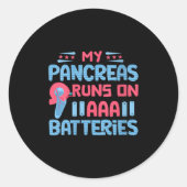 Vrouwen Mijn alvleesklier loopt op AAA-batterijen  Ronde Sticker (Voorkant)