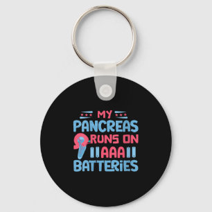 Vrouwen Mijn alvleesklier loopt op AAA-batterijen Sleutelhanger