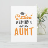 Vrouwen mijn grootste zegeningen noemen me tante bedankkaart (Staand voorkant)