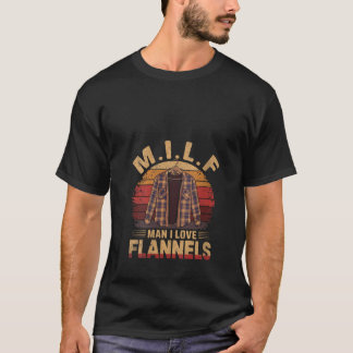 Vrouwen MILF Man I Love Flannels Lumberjack V Neck T-shirt