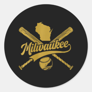 Vrouwen Milwaukee Baseball Fan V-hals Ronde Sticker