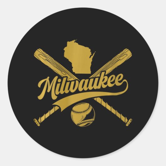 Vrouwen Milwaukee Baseball Fan V-hals Ronde Sticker (Voorkant)